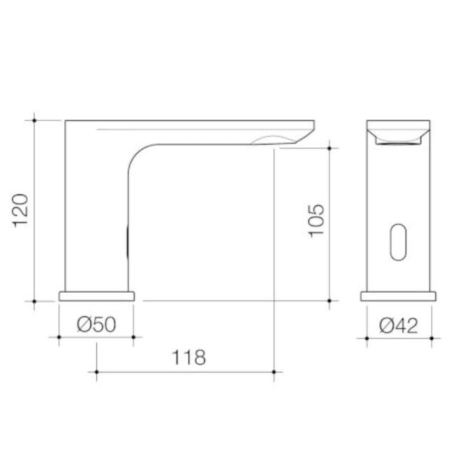 Caroma Urbane II Sensor Hob Mounted Outlet tap  - Brushed Brass CLEARANCE