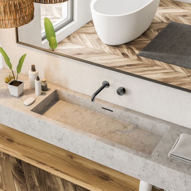 Lifestyle Nero Kara Progressive Wall Basin/Bath Set 230mm Gun Metal NR271907A230GM - The Blue Space