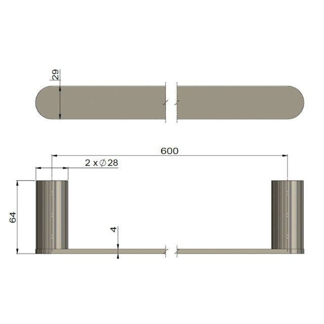 Meir Curvaé Single Towel Rail 600mm Brushed Nickel