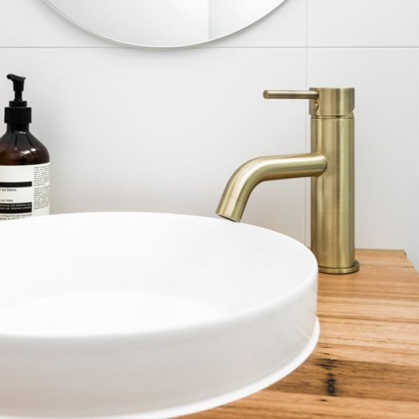 Meir Piccola Basin Mixer - Tiger Bronze features round undermount basin - The Blue Space