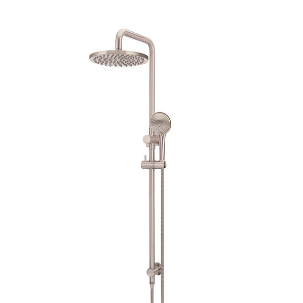 Meir Round Combination Shower Rail 200mm, 3 Function Hand Shower Champagne