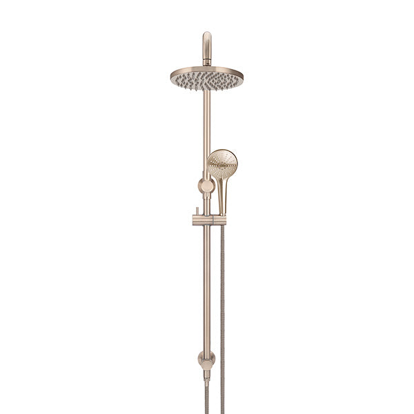 Meir Round Combination Shower Rail 200mm, 3 Function Hand Shower Champagne
