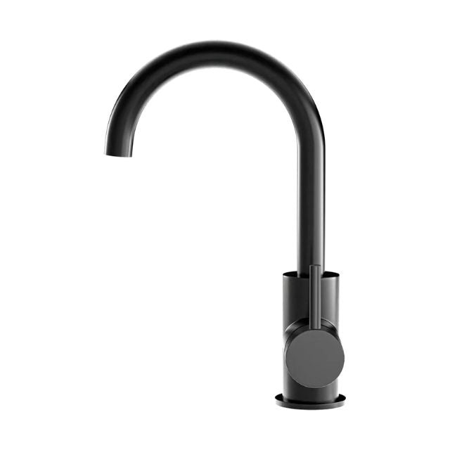 Meir Round Gooseneck Basin Mixer with Cold Start Matte Black