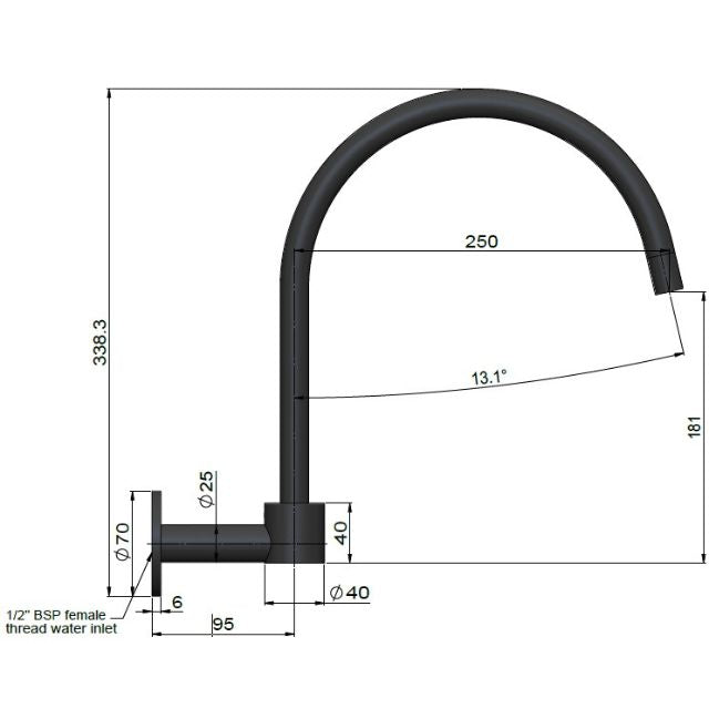 Meir Round High-Rise Swivel Wall Spout Champagne