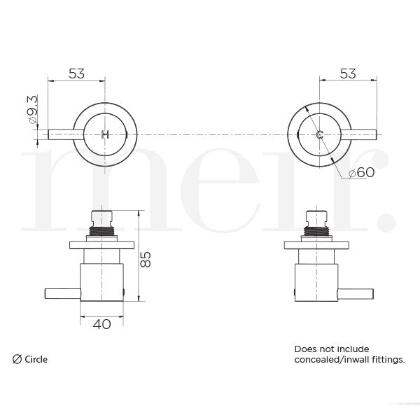 Meir Round Quarter Turn Wall Top Assemblies Technical Drawing - The Blue Space
