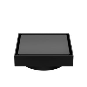 Nero 130mm Square Tile Insert Floor Waste 100mm Outlet Matte Black