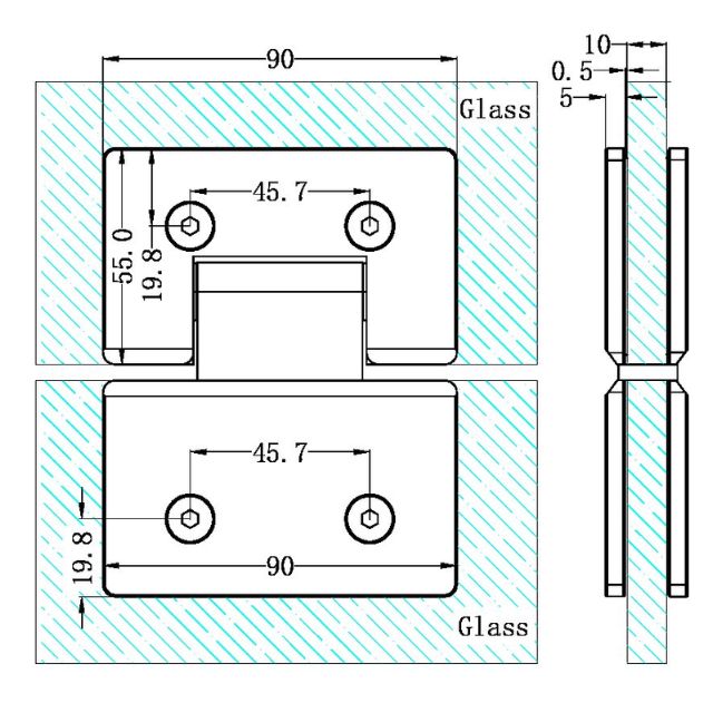 Nero 180 Degree Glass to Glass Shower Hinge 10mm Glass Chrome