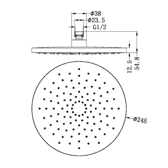 Nero 250mm ABS Round Shower Head Brushed Nickel