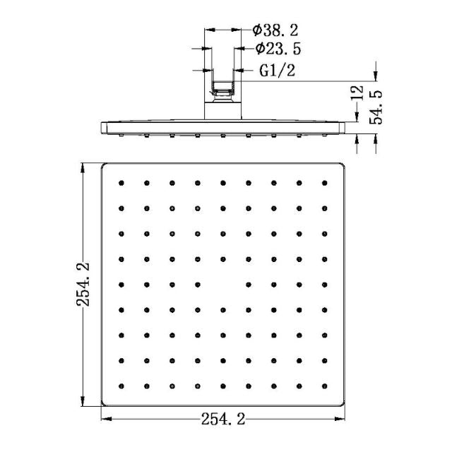 Nero 250mm ABS Square Shower Head Matte Black
