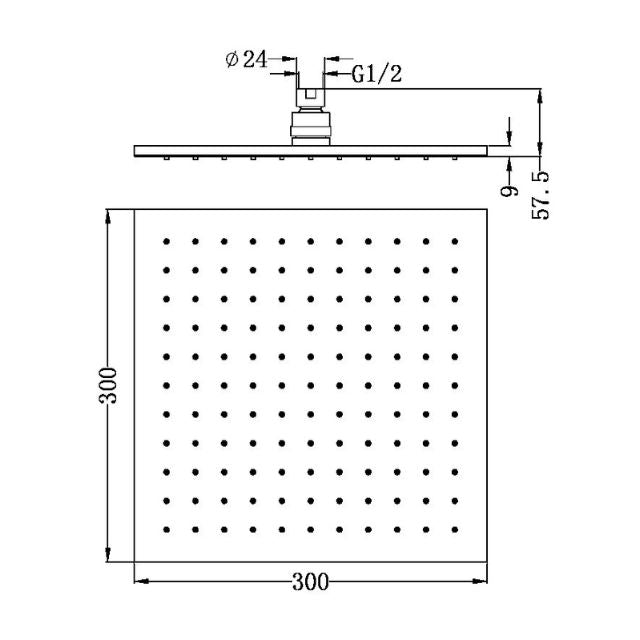 Nero 300mm Square Shower Head Matte Black