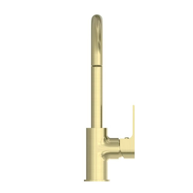 Nero Bianca Kitchen Mixer Gooseneck Spout Brushed Gold