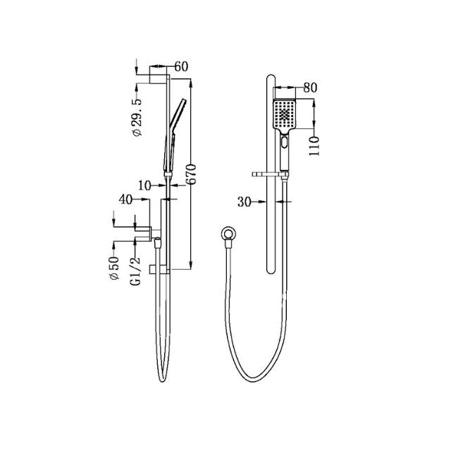 Nero Bianca Shower Rail Brushed Gold