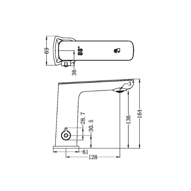 Nero Claudia Sensor Mixer With White Top Display Brushed Bronze