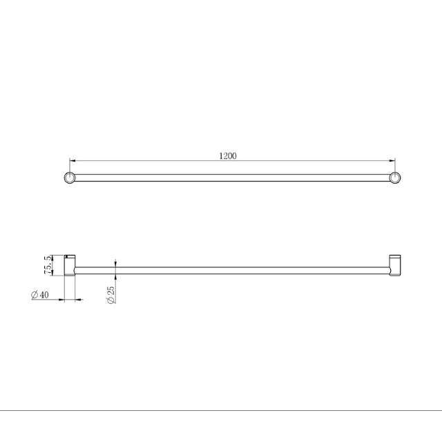 Nero Mecca Care 25mm Grab Rail 1200mm Gunmetal