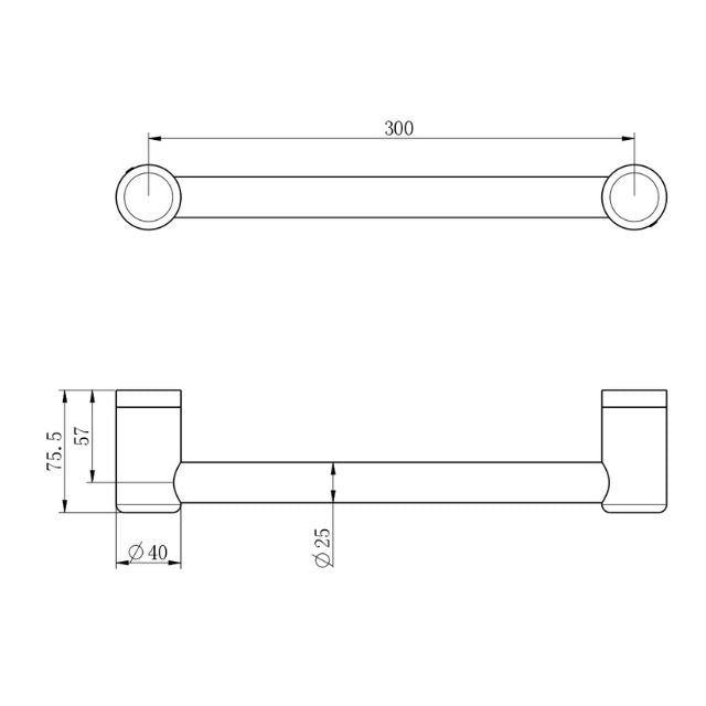 Nero Mecca Care 25mm Grab Rail 300mm Brushed Bronze