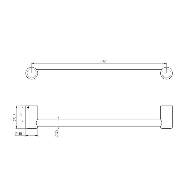 Nero Mecca Care 25mm Grab Rail 450mm Chrome