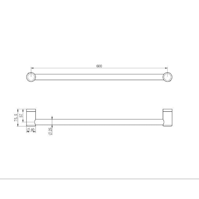 Nero Mecca Care 25mm Grab Rail 600mm Brushed Nickel