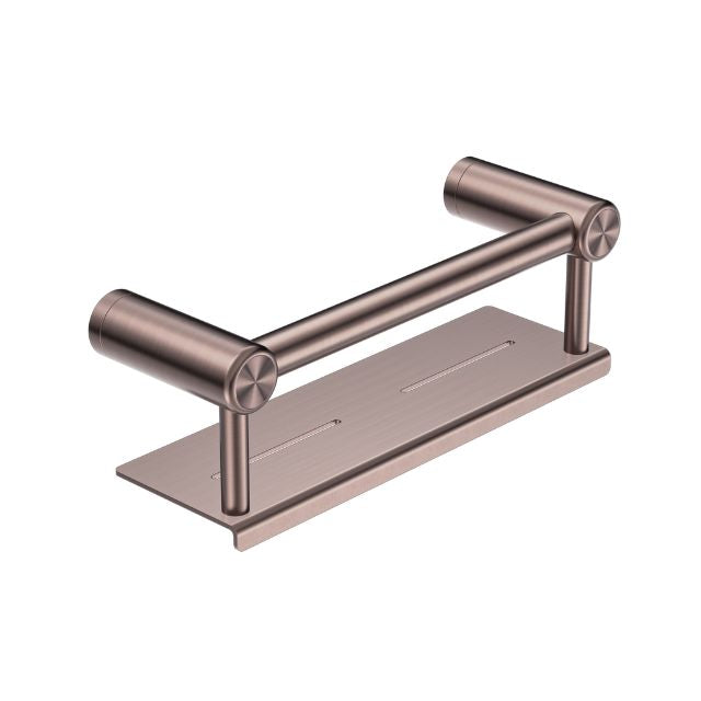 Nero Mecca Care 25mm Grab Rail With Shelf 300mm Brushed Bronze