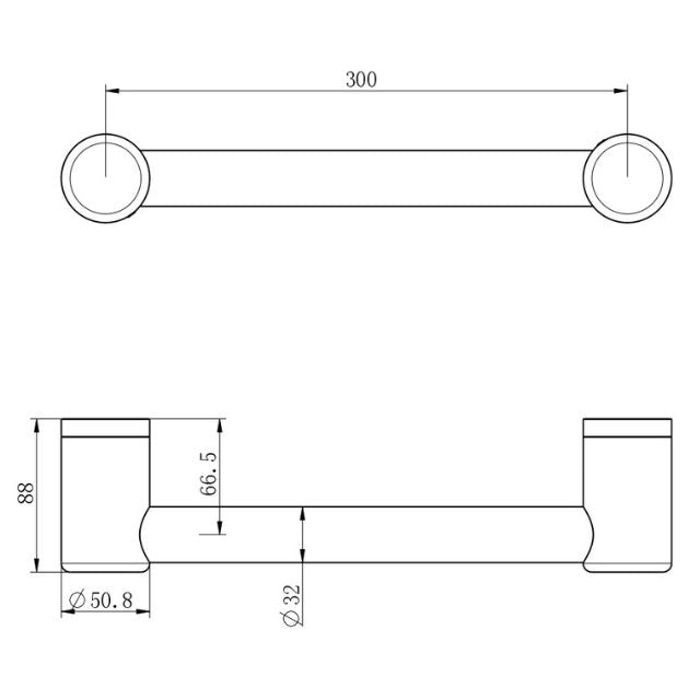 Nero Mecca Care 32mm Grab Rail 300mm Matte Black