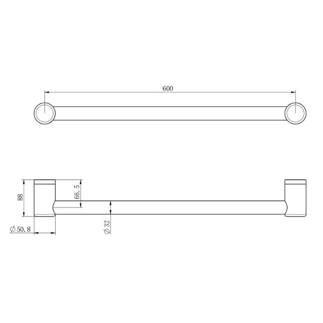 Nero Mecca Care 32mm Grab Rail 600mm Matte Black