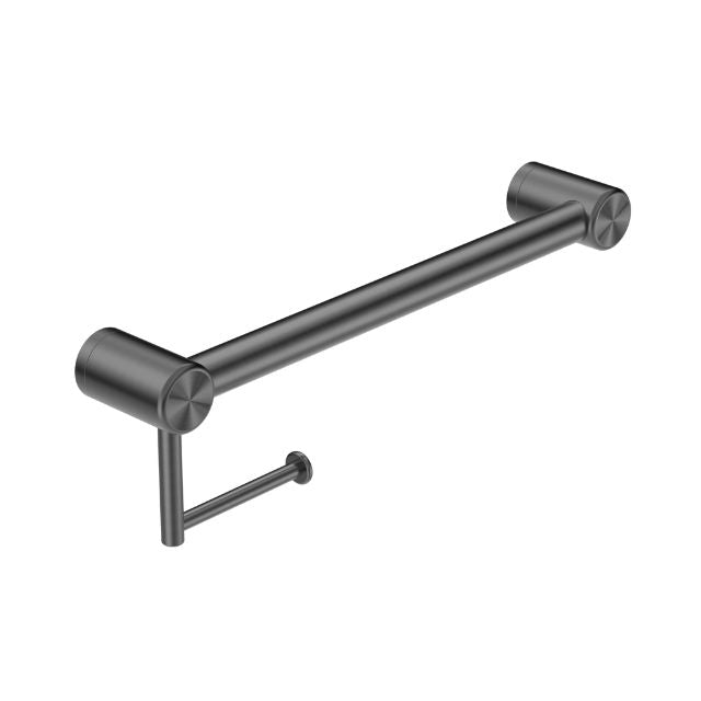 Nero Mecca Care 32mm Grab Rail With Toilet Roll Holder 450mm Gunmetal