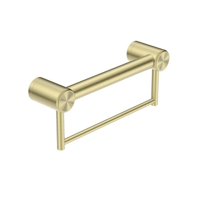 Nero Mecca Care 32mm Grab Rail With Towel Holder 300mm Brushed Gold