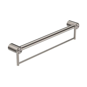 Nero Mecca Care 32mm Grab Rail With Towel Holder 600mm Brushed Nickel