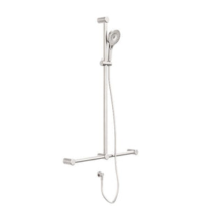 Nero Mecca Care 32mm T Bar Grab Rail and Adjustable Shower Set 1100x750mm Brushed Nickel
