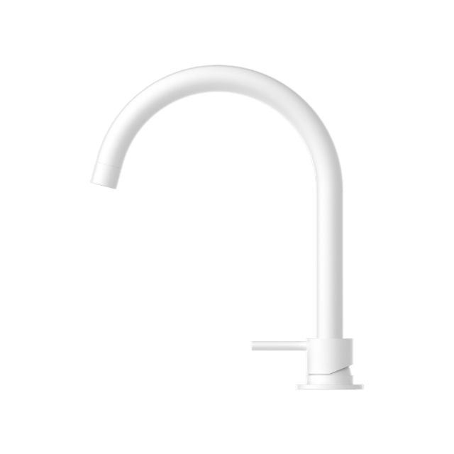 Buy Nero Mecca Hob Basin Mixer with Round Swivel Spout in Matte White NR221901bMW  - The Blue Space