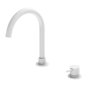 Nero Mecca Hob Basin Mixer Round Swivel Spout Matte White