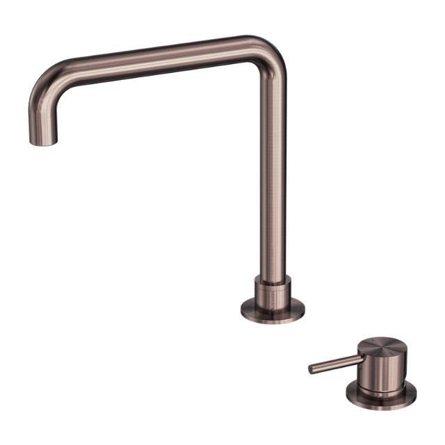 Nero Mecca Hob Basin Mixer Square Swivel Spout Brushed Bronze