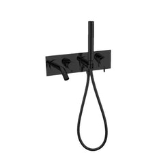 Nero Mecca Wall Mount Bath Mixer with Hand Shower Matte Black NR221903dMB - The Blue Space