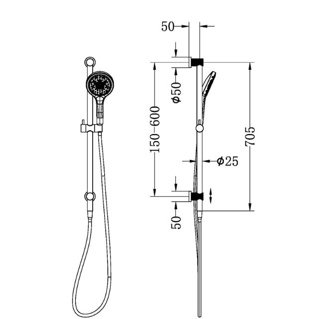 Nero Opal Shower Rail With Air Shower II Brushed Gold