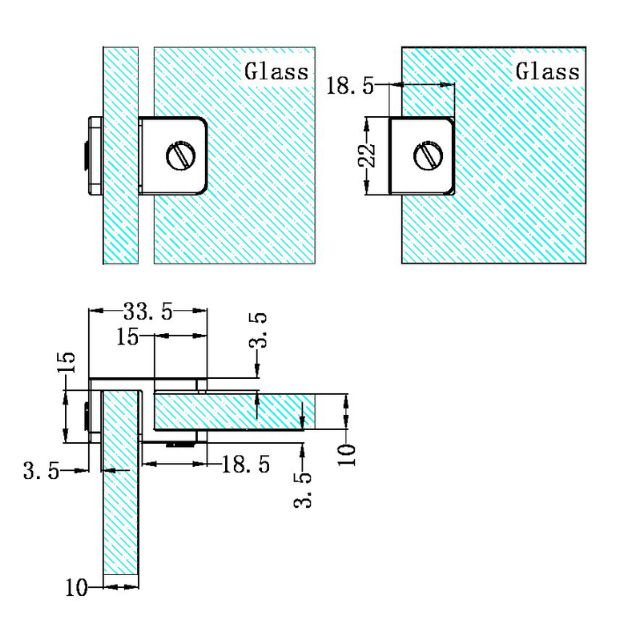 Nero Over Panel Glass to Glass Fitting 10mm Chrome