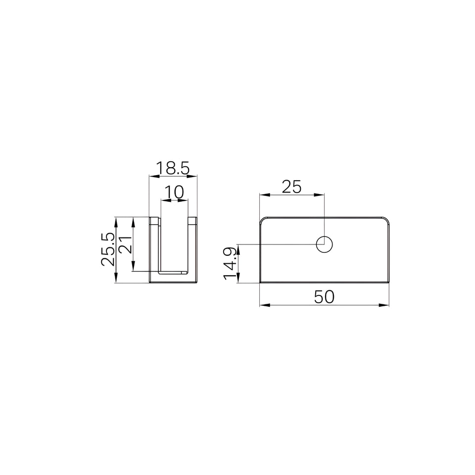 Nero Shower U-Shaped Bracket 10mm Glass Brushed Gold