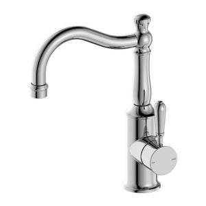 Nero York Basin Mixer Hook Spout With Metal Lever Chrome