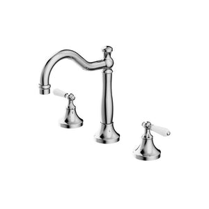 Nero York Basin Set With White Porcelain Lever Chrome