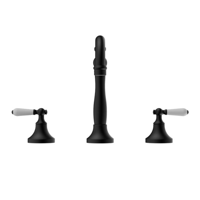 Buy Online Nero York Basin Set With White Porcelain Lever Matte Black NR692102a01MB - The Blue Space