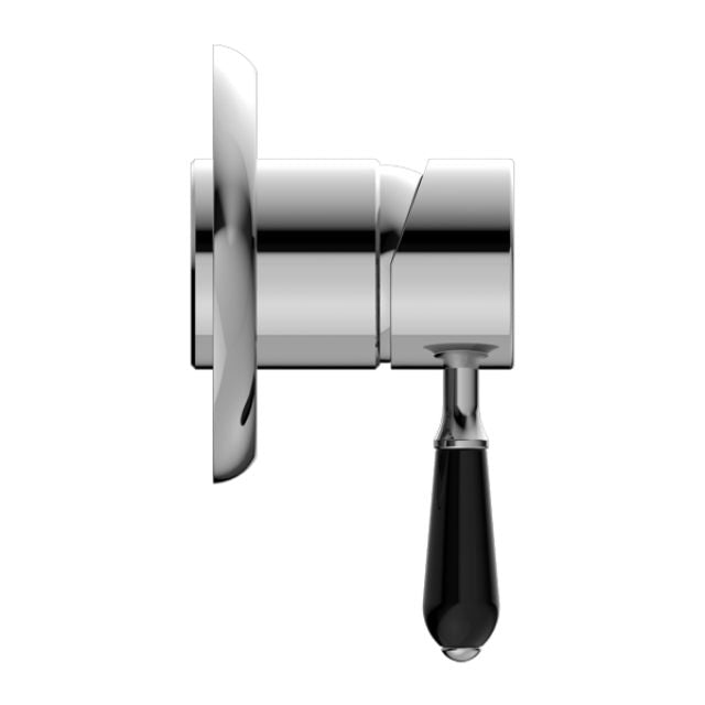 Nero York Shower Mixer With Black Porcelain Lever Chrome
