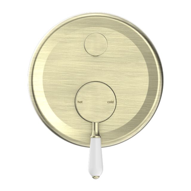Buy Nero York Shower Mixer With Diverter With White Porcelain Lever Aged Brass NR692109a01AB - The Blue Space