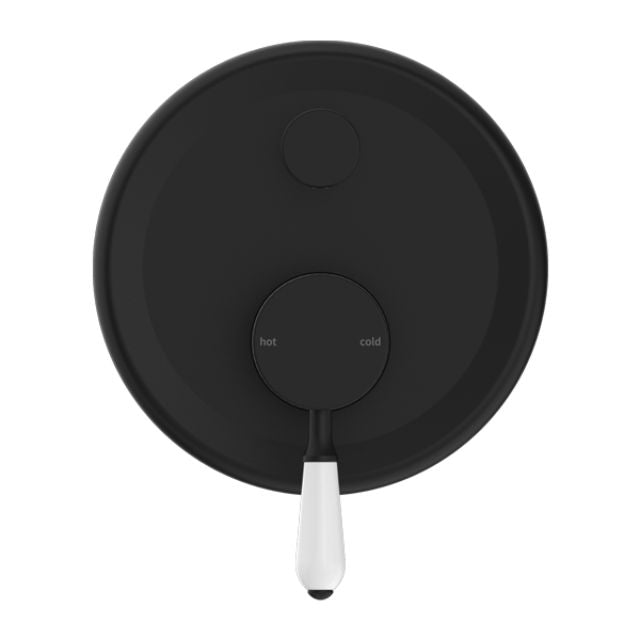 Buy Nero York Shower Mixer With Diverter With White Porcelain Lever Matte Black NR692109a01MB - The Blue Space