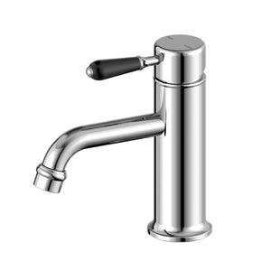 Nero York Straight Basin Mixer With Black Porcelain Lever Chrome