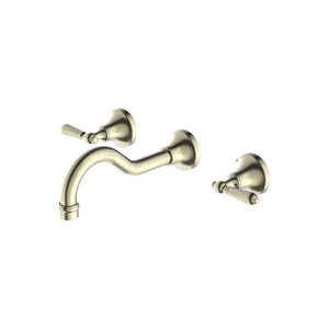 Nero York Wall Basin Set With Metal Lever Aged Brass