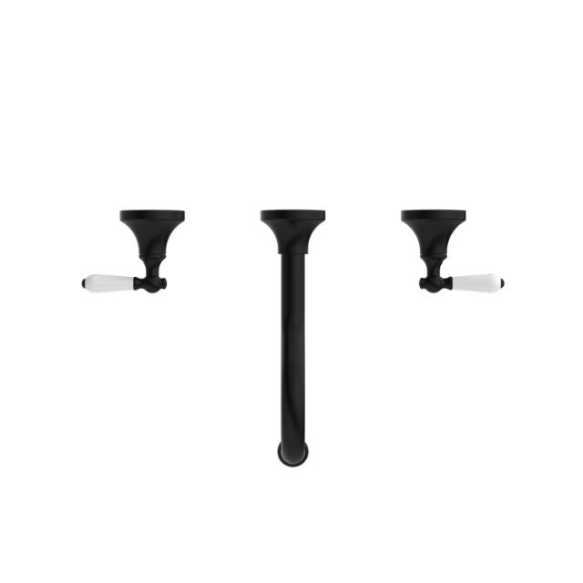 Buy Nero York Wall Basin Set With White Porcelain Lever Matte Black NR692107a01MB - The Blue Space