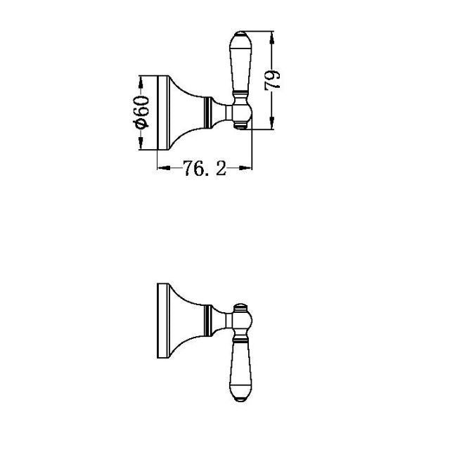 Technical Drawing Nero York Wall Top Assemblies With White Porcelain Lever Aged Brass NR692109b01AB - The Blue Space