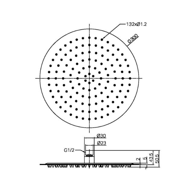 Nero Zen SS316L 300mm Round Shower Head Brushed Gold