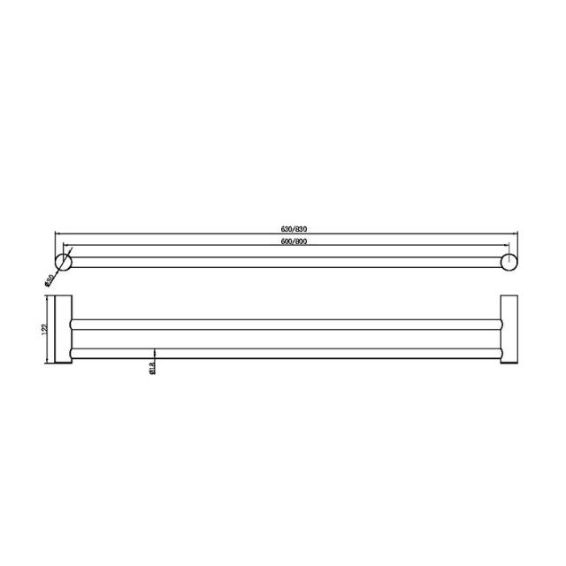 Nero Zen SS316L Double Towel Rail 600mm Graphite
