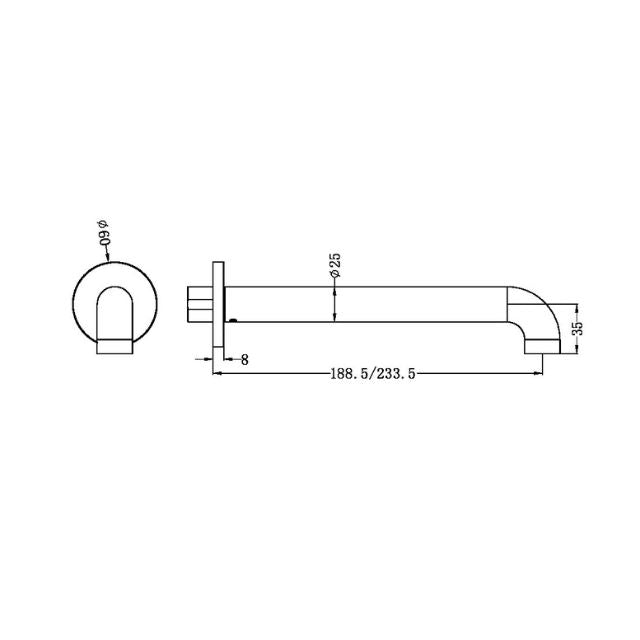 Nero Zen SS316L Round Basin/Bath Spout Only 230mm Brushed Bronze