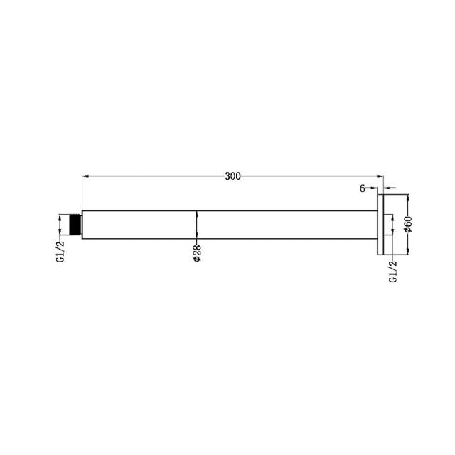 Nero Zen SS316L Round Ceiling Arm 300mm Length Brushed Gold