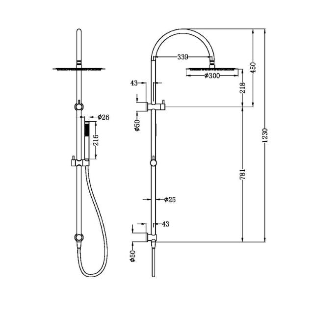 Nero Zen SS316L Twin Shower Graphite